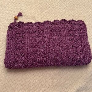 Vintage Purple Crochet Hand Bag Zip Closure